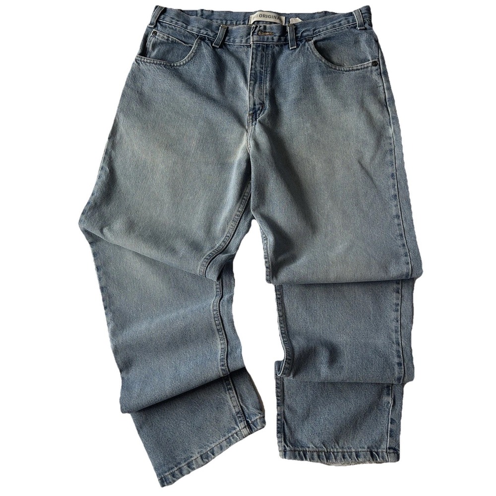 Vintage Faded Glory Original Straight Leg Jeans Mens 36x32 Light Wash Cotton